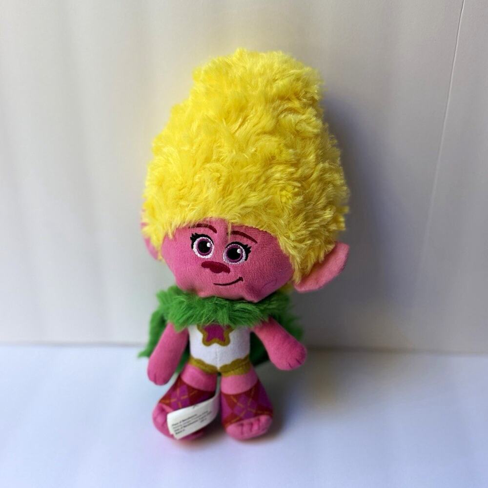 DreamWorks Trolls Band Together Viva Plush 9” Yellow Hair Green Cape Doll